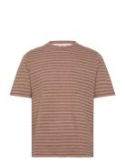 Anerkjendt Akkikki Cot/Linen Stripe Tee Brun