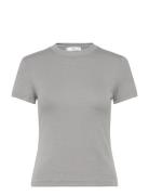 Mango Short-Sleeved Fitted T-Shirt Grå