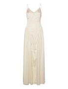 ROTATE Birger Christensen Satin Lace Maxi Dress Vit