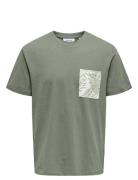 ONLY & SONS Onsperry Life Reg Leaf Ss Pockettee Noos Grön