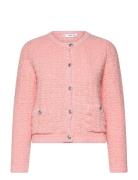 Mango Tweed-Effect Jacket With Jewel Buttons Rosa