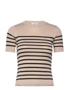 Mango Short-Sleeved Fine-Knit Sweater Brun
