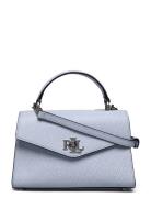 Lauren Ralph Lauren Crosshatch Leather Small Farrah Satchel Blå