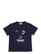 Copenhagen Colors T-Shirt W. Print & Emb. Marinblå