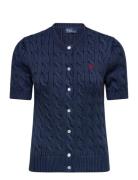 Polo Ralph Lauren Cable-Knit Cotton Short-Sleeve Cardigan Marinblå