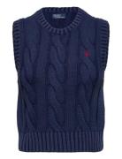 Polo Ralph Lauren Cable-Knit Cotton Cropped Sweater Vest Marinblå