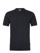 Lindbergh Knitted Crew Neck T-Shirt Marinblå