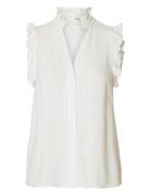 Selected Femme Slfviva Sl Sun Ruffle Top Noos Vit