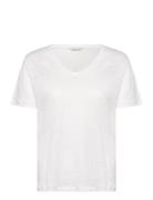GANT Reg Linen V-Neck Ss T-Shirt Vit