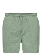 ONLY & SONS Onsted Life Solid Seersucker Swim Noos Grön