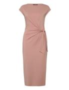Lauren Ralph Lauren Tie-Front Jersey Boatneck Midi Dress Rosa