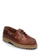 Bianco Biacapri Boat Shoe Pull Up Leather Brun