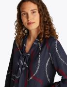 Tommy Hilfiger Fluid Viscose V-N Bow Ls Blouse Marinblå