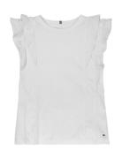 Tommy Hilfiger Broderie Anglaise Knit Top Ss Vit