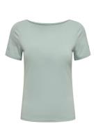 ONLY Onllive Love Life S/S Boatneck Top Jrs Grön