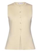 Mango Fine-Knit Waistcoat With Buttons Kräm