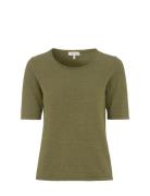 Newhouse Olga Linen Top Khaki Green