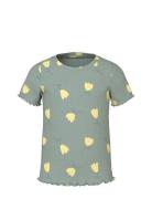 Name It Nmfvemma Aop Ss Slim Top Grå