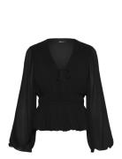Gina Tricot Pleated Blouse Svart