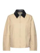 Mango Cotton Jacket With Contrasting Collar Beige