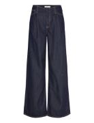 Mango Wide Leg Denim Trousers With Frayed Waist Svart