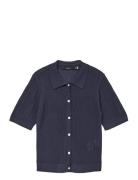 Vero Moda Vmluxlight Pointelle 2/4 Pol Ck Pull. Marinblå