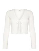 Monki Ribbed Tie-Front Cardigan Vit