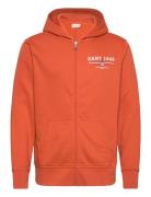 GANT Graphic Full Zip Hoodie Orange
