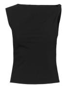 Mango Asymmetrical Draped Top With Straps Svart