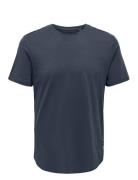 ONLY & SONS Onsmatt Longy Ss Tee Noos Marinblå