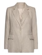 Malina Vera Fitted Linen Blazer Beige