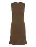 Monki Gathered Jersey Mini Dress Brun
