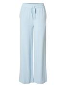 Selected Femme Slfviva-Gulia Hw Long Linen Pant Noos Blå