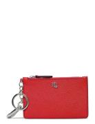 Lauren Ralph Lauren Crosshatch Leather Zip Card Case Röd