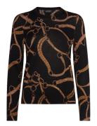 Lauren Ralph Lauren Belting-Print Cotton-Blend Sweater Svart