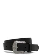 Lauren Ralph Lauren Tooled-Buckle Leather Belt Svart