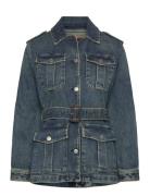 Lauren Ralph Lauren Belted Denim Field Jacket Blå