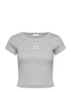 Calvin Klein Jeans A- Woven Label 2X2 Rib Baby Tee Vit