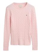 GANT Stretch Cotton Cable C-Neck Rosa