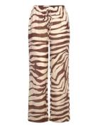 Mango Zebra-Print Fluid Trousers Beige