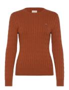 GANT Stretch Cotton Cable C-Neck Brun