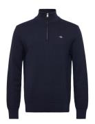 GANT Textured Cotton Half Zip Marinblå