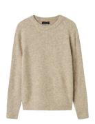 LMTD Nlmkleave Ls O-Neck Knit Noos Beige