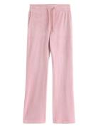 Lindex Utsvängda Byxor I Velour Rosa