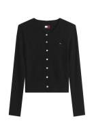 Tommy Jeans Tjw Pointelle Crew Neck Cardigan Svart