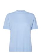 Calvin Klein Ss Silk Touch Fine Knit Mock Nk Blå