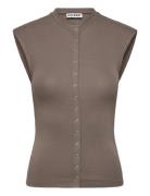 Weekday Sleeveless Button-Up Top Brun