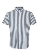 Selected Slhregnew-Linen Shirt Ss Classic W Blå