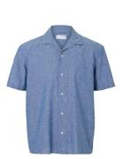 Selected Slhrelaxsun Shirt Ss Resort Blå