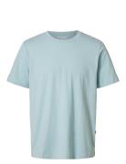 Selected Slhaspen Slub Ss O-Neck Tee Noos Blå